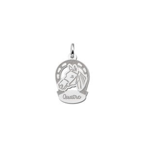 Zilveren hanger hoefijzers en paard met naam - Names4ever