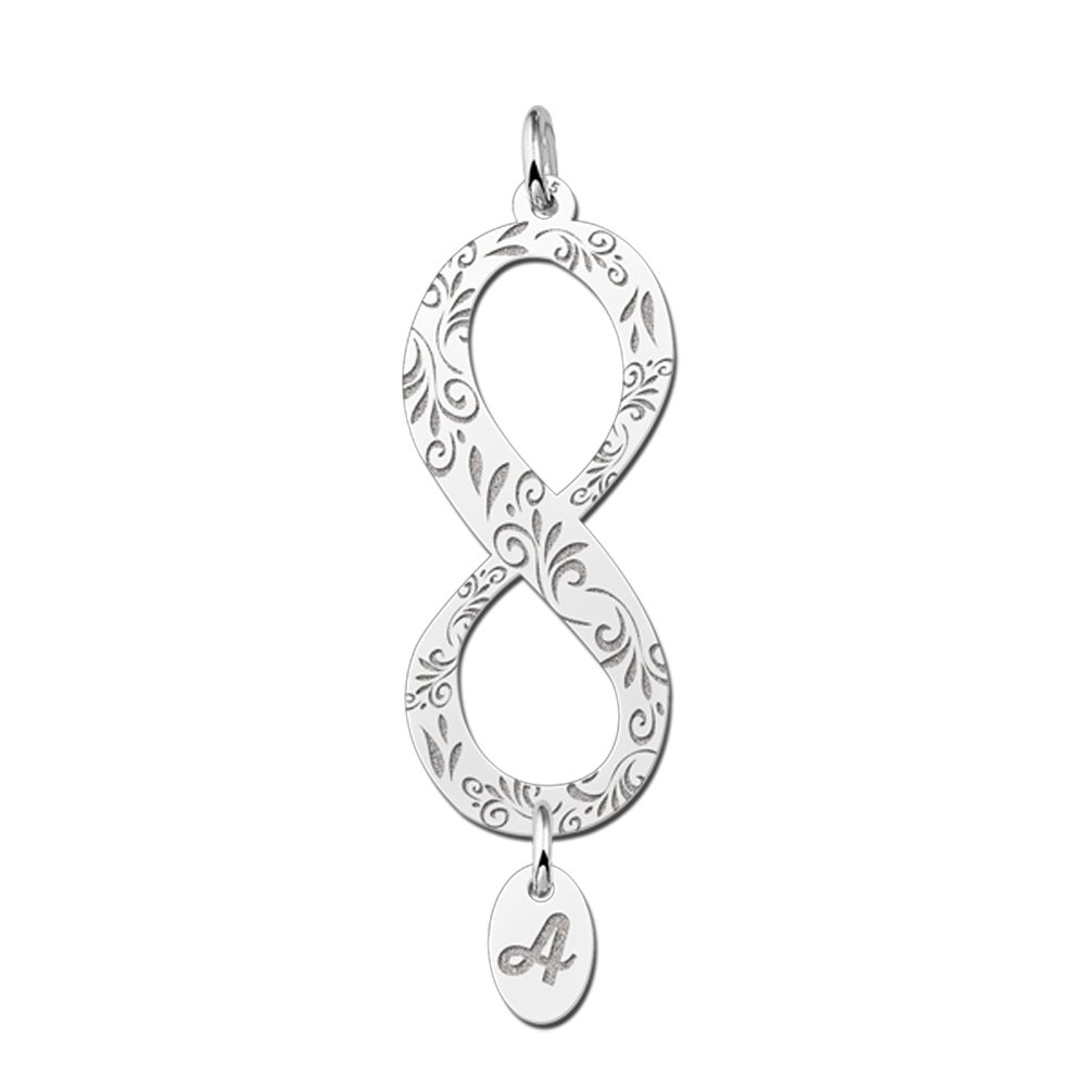 Names4ever Zilveren Infinity Hanger met Letterhanger Verticaal ZNHI10