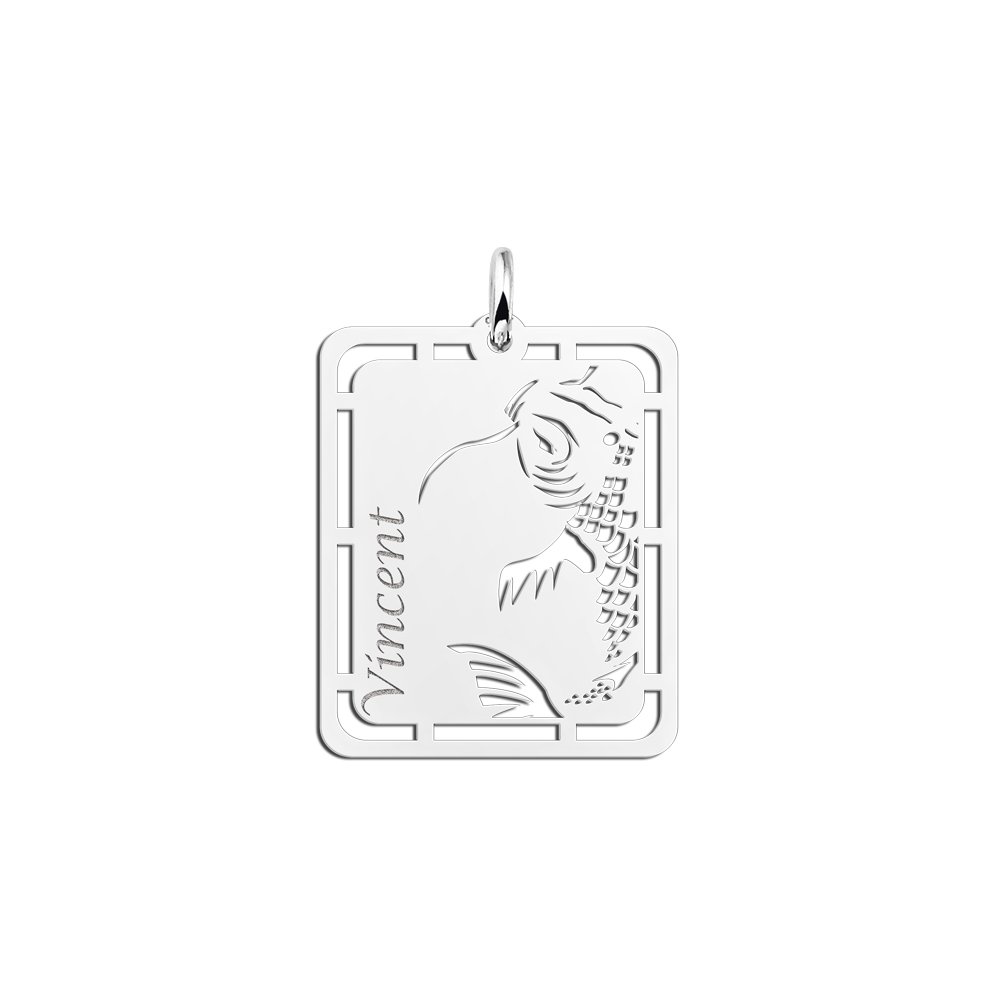 Zilveren hanger koi karper graveren met naam - Names4ever