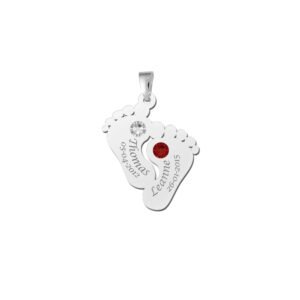 Kerstcadeau | Zilveren Voetjes Namen+Datum Hanger