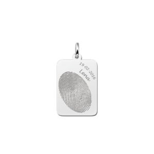 Names4ever Zilveren Dog Tag Hanger met Vingerafdruk