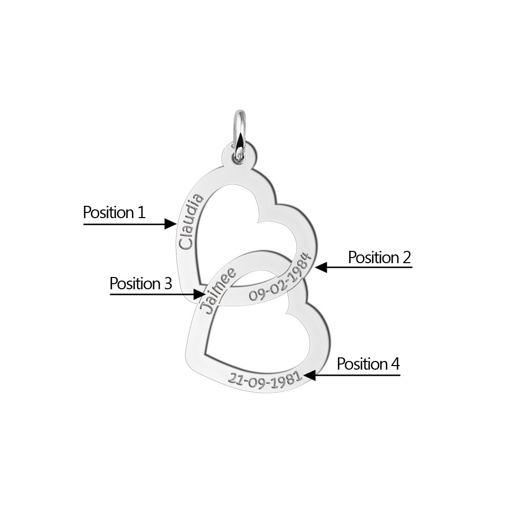 Valentijnsdag Sieraden | Names4ever Dubbel Hart Hanger van Zilver