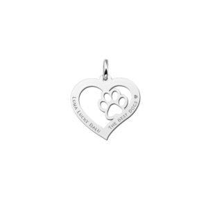 Zilveren Hart Hanger met Pootafdruk en Gravure | Names4ever