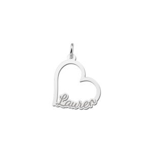 Hartvormige Naamhanger van Zilver | Names4ever