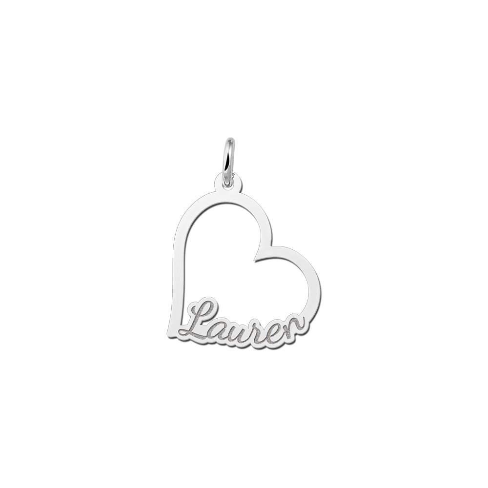 Hartvormige Naamhanger van Zilver | Names4ever