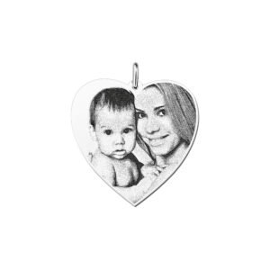 Robuuste Hartvormige Fotogravure Hanger van Zilver van Names4ever