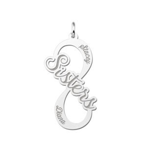 Names4ever Sisters Infinity Hanger van Zilver - Graveer Sieraad