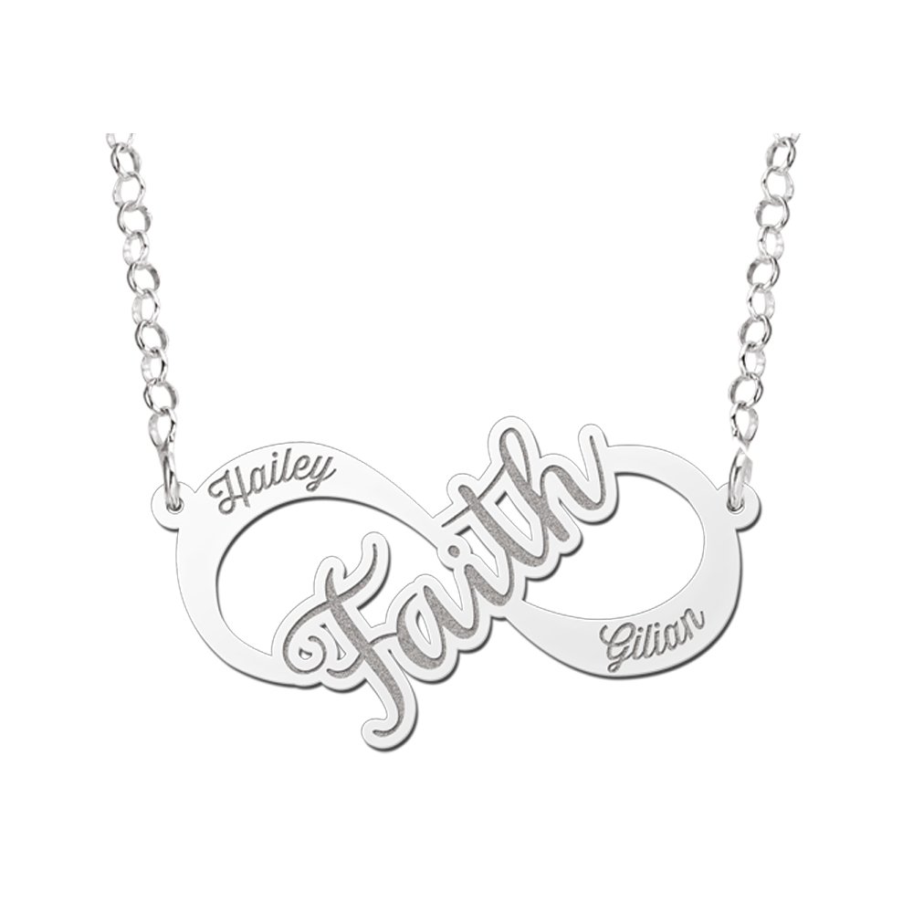 Names4ever Faith Infinity Ketting van Zilver - Graveer Sieraad