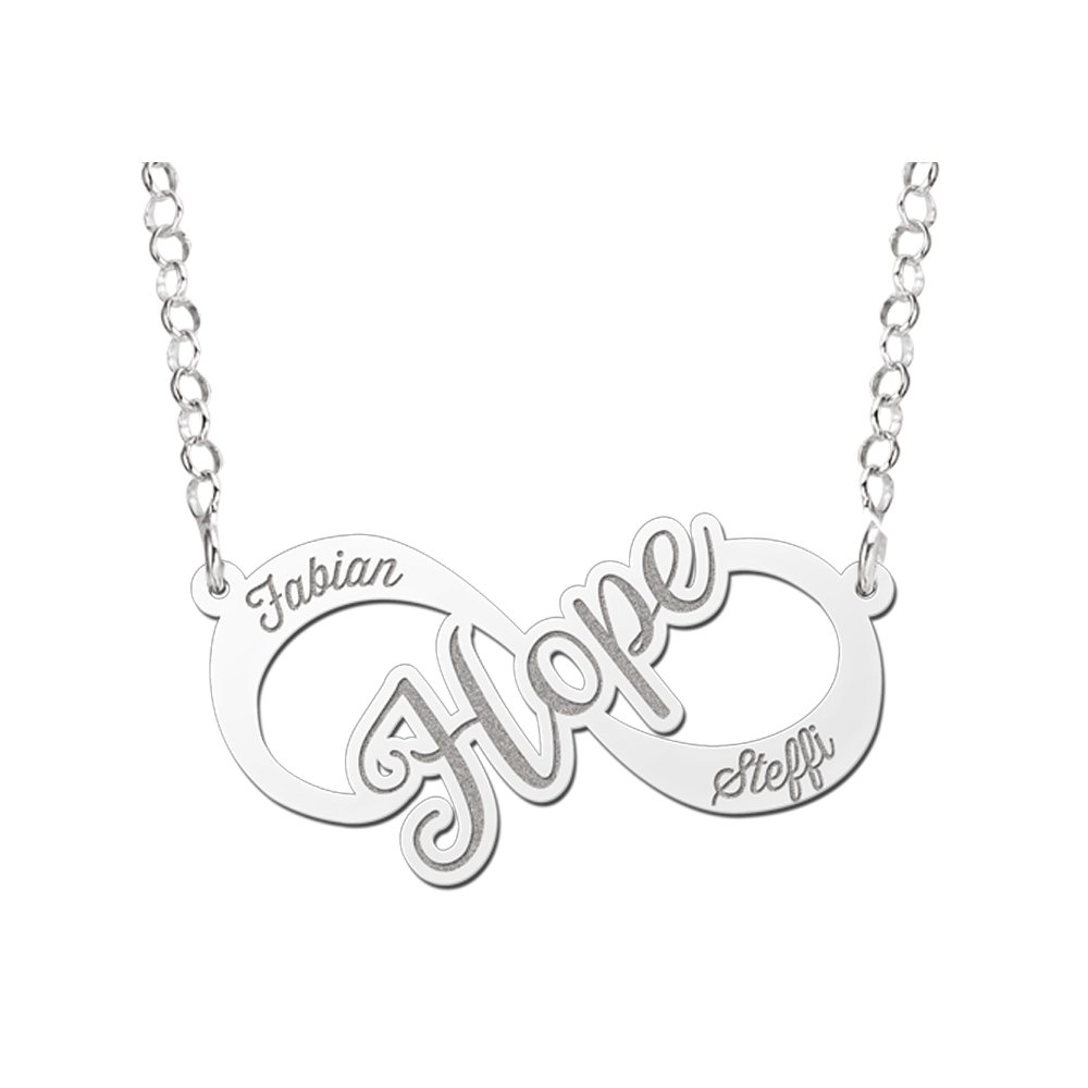 Names4ever Hope Infinity Ketting van Zilver - Graveer Sieraad