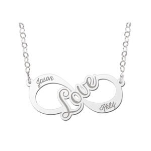 Names4ever Love Infinity Ketting van Zilver - Graveer Sieraad