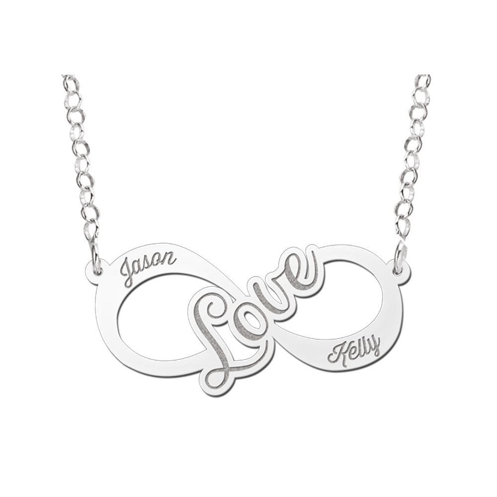 Names4ever Love Infinity Ketting van Zilver - Graveer Sieraad
