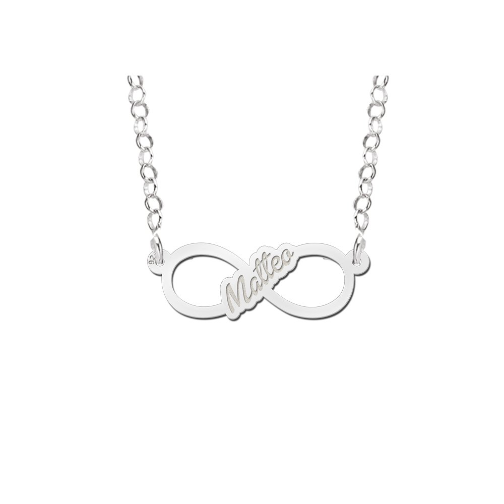 Zilveren infinity ketting met geschreven naam - small - Names4ever