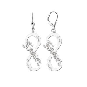 Names4ever Zilveren Infinity Naam-oorbellen