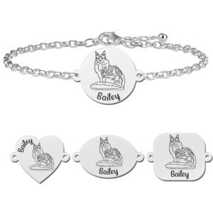 Zilveren kattenarmband met naam Maine Coon - Names4ever