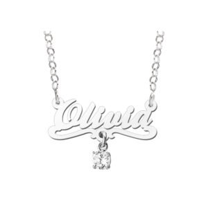 Zilveren kinder naamketting model Olivia wit - Names4ever