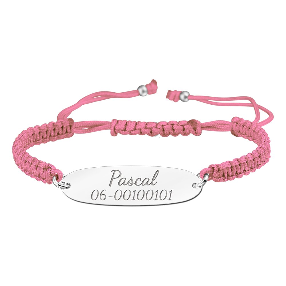 Roze Koordarmband met Naam/Nummer