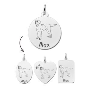 Zilveren Hanger met Hond Labrador + Naam Graveren