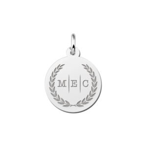 Zilveren Initialen Letter Hanger met Krans en Drie Letters | Names4ever