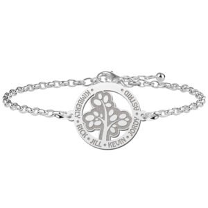 Zilveren Armband met Opengewerkte Basic Levensboom Naamhanger > Names4ever