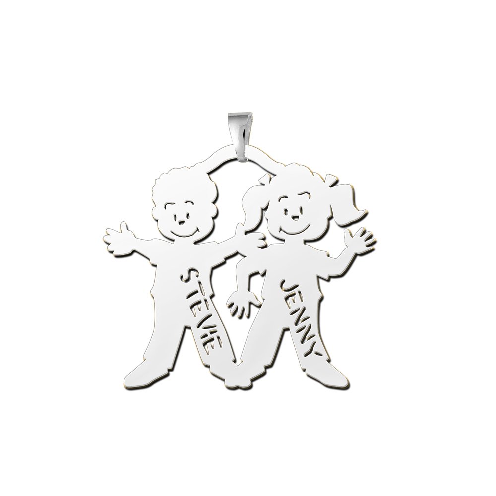 Names4ever Jongen en Meisje Naam Hanger van Zilver