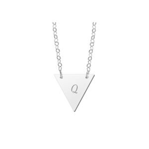 Names4ever Zilveren Driehoekige Naamhanger met Ketting ZMNH008