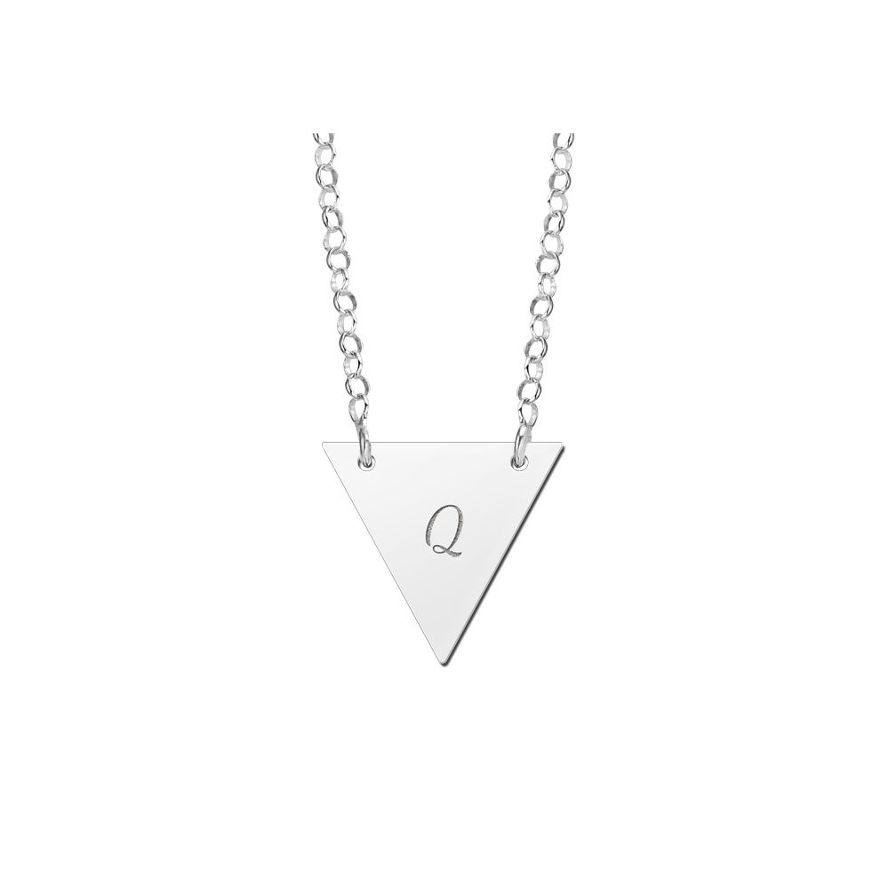 Names4ever Zilveren Driehoekige Naamhanger met Ketting ZMNH008