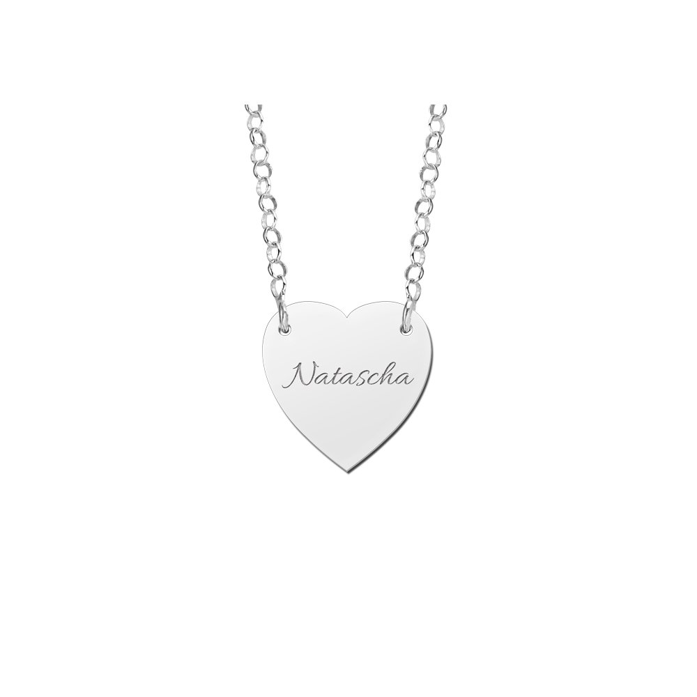 Names4ever Zilveren Hartvormige Naamhanger met Ketting ZMNH003