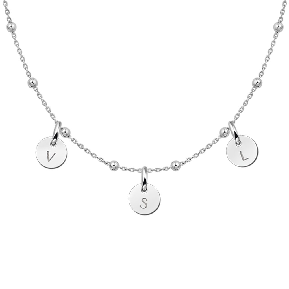 Moederdag Sieraad | Names4ever Zilveren Ketting met Ronde Initiaal Hangers ZMNH013