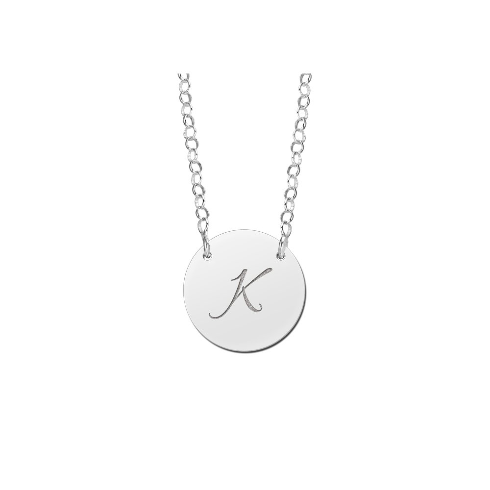 Names4ever Zilveren Ronde Initiaal Hanger met Ketting ZMNH004