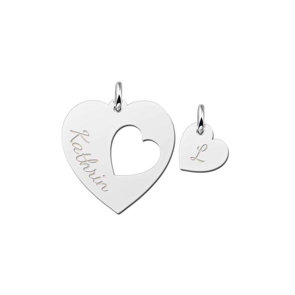 Moederdag Sieraden | Zilveren Moeder & Dochter Hart Hanger