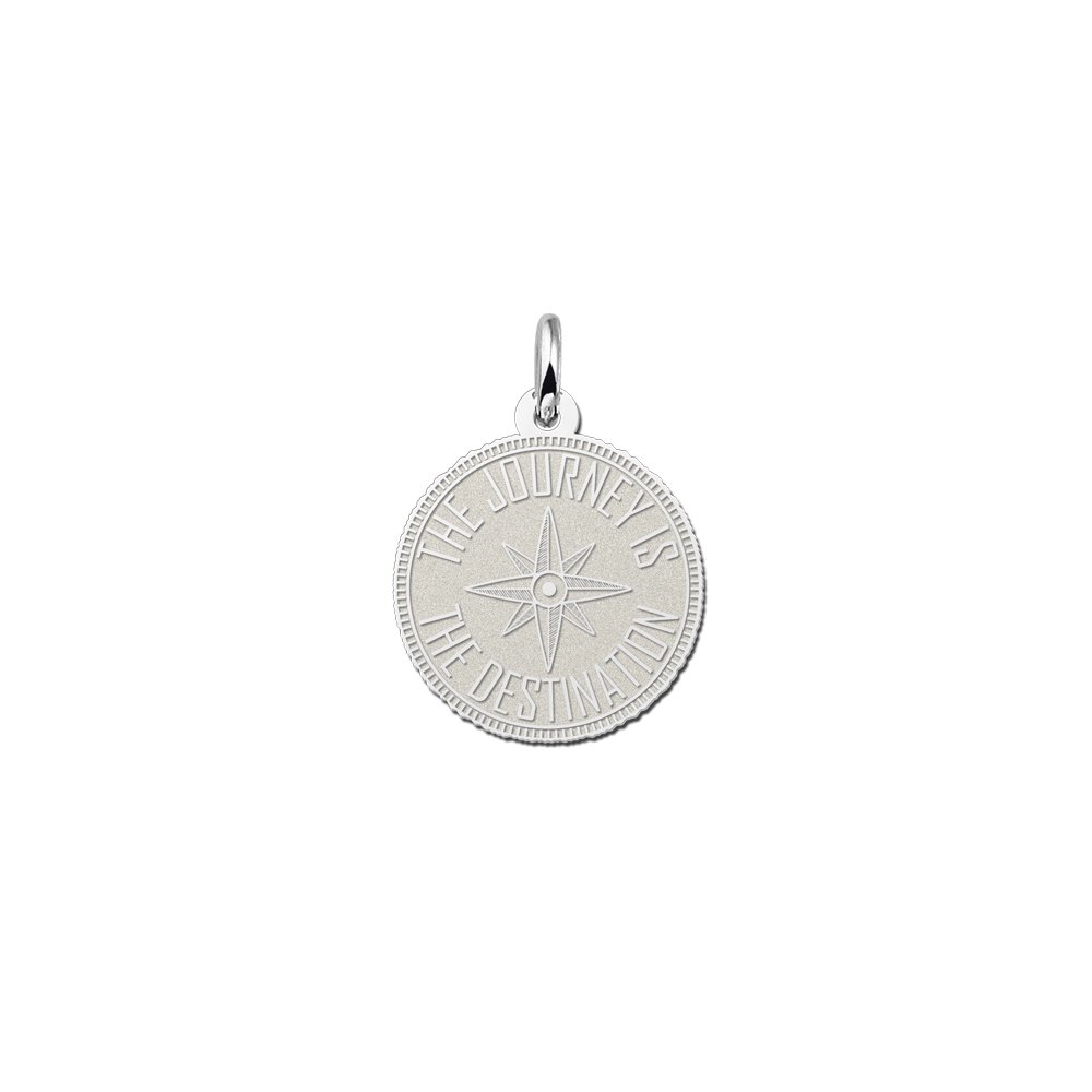 Names4ever Ronde Zilveren Graveerhanger met Kompas ZMNH016