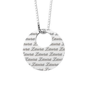 Zilveren naamhanger repeat rond met collier 45-50cm - Names4ever