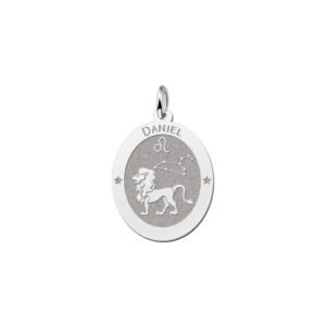 Ovale Leeuw Sterrenbeeld Hanger van Zilver – Names4ever