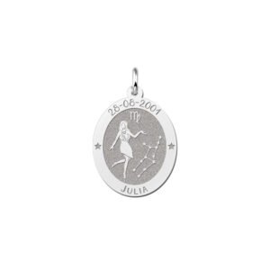 Ovale Maagd Sterrenbeeld Hanger van Zilver – Names4ever