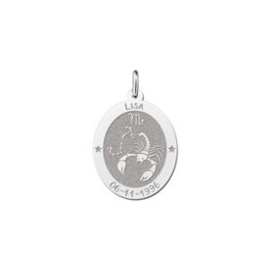 Ovale Schorpioen Sterrenbeeld Hanger van Zilver – Names4ever
