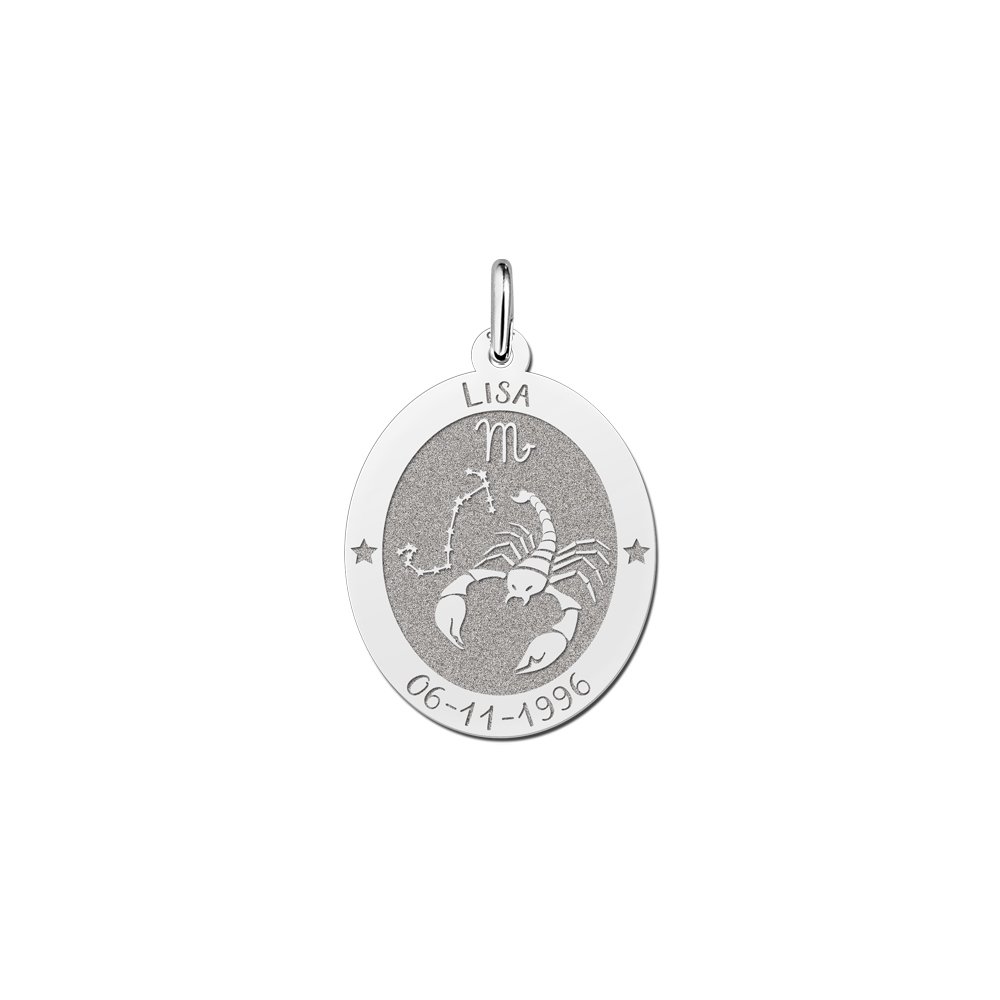 Ovale Schorpioen Sterrenbeeld Hanger van Zilver – Names4ever