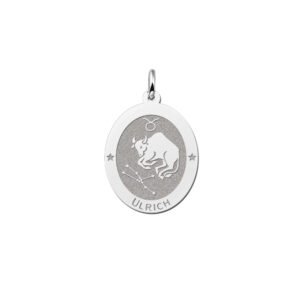 Ovale Stier Sterrenbeeld Hanger van Zilver – Names4ever