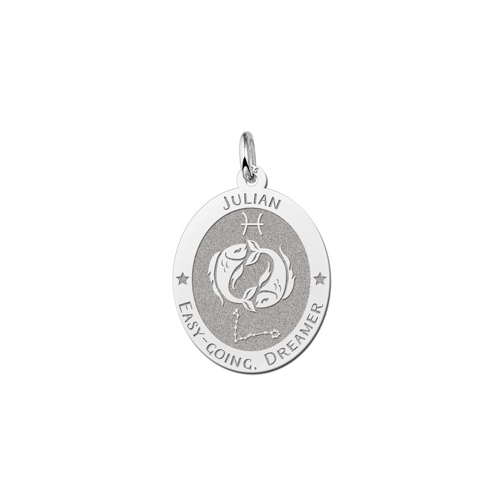 Ovale Vissen Sterrenbeeld Hanger van Zilver – Names4ever