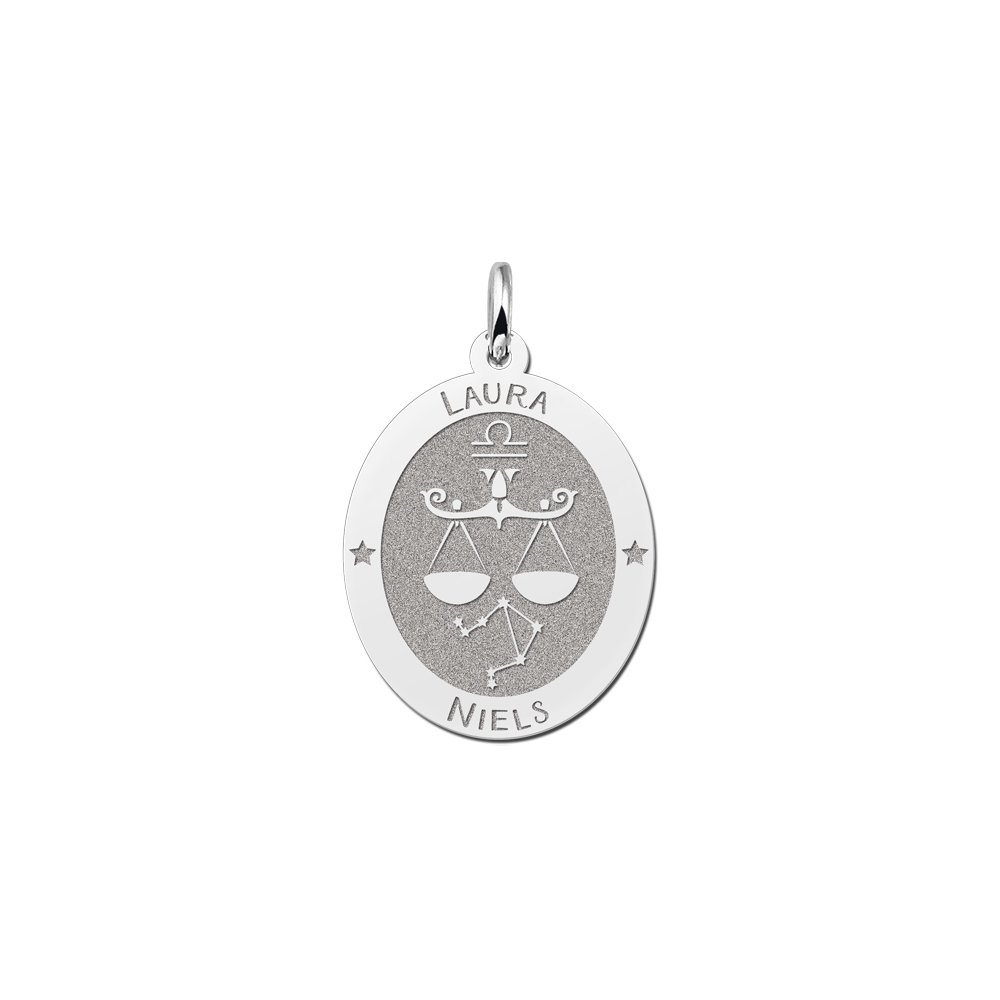 Ovale Weegschaal Sterrenbeeld Hanger van Zilver – Names4ever