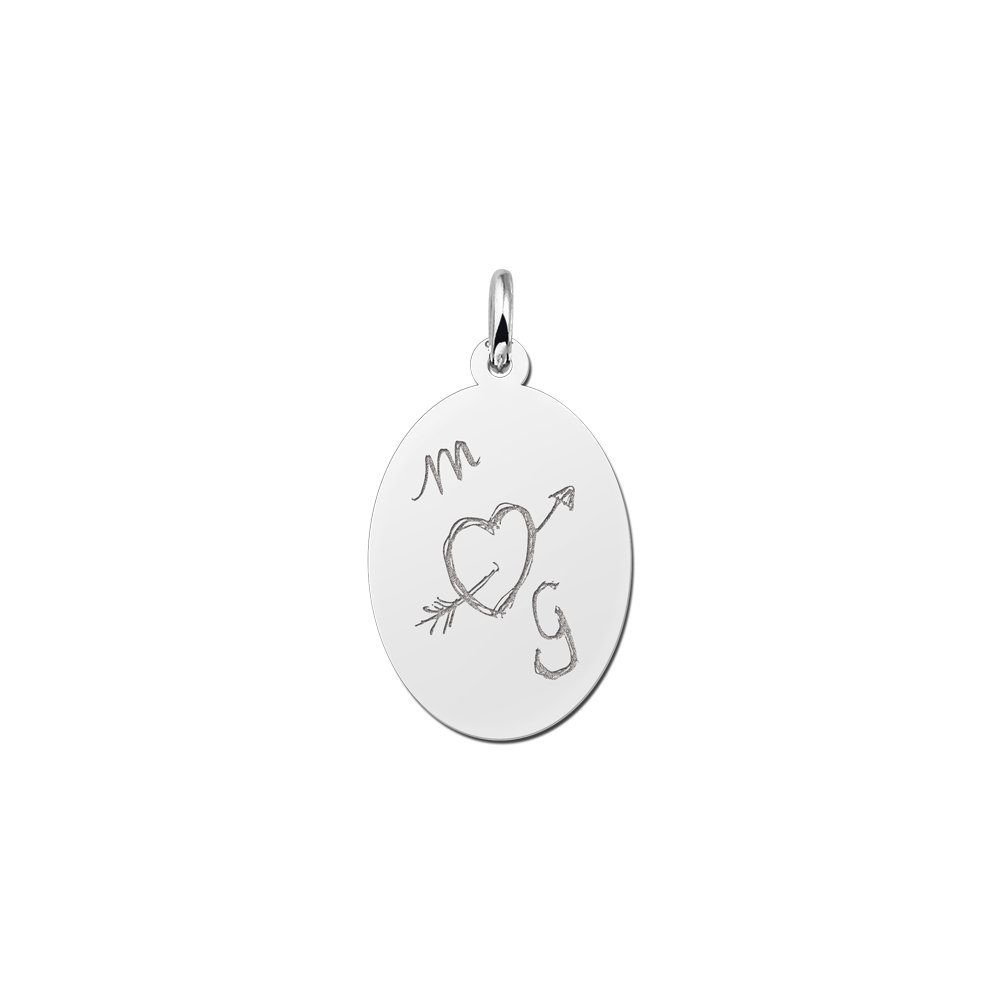 Names4ever Zilveren Ovale Graveer Hanger met eigen tekst