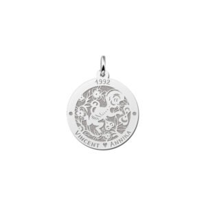 Ronde Chinese Sterrenbeeld Aap Hanger van Zilver