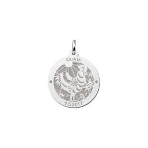 Ronde Chinese Sterrenbeeld Haan Hanger van Zilver