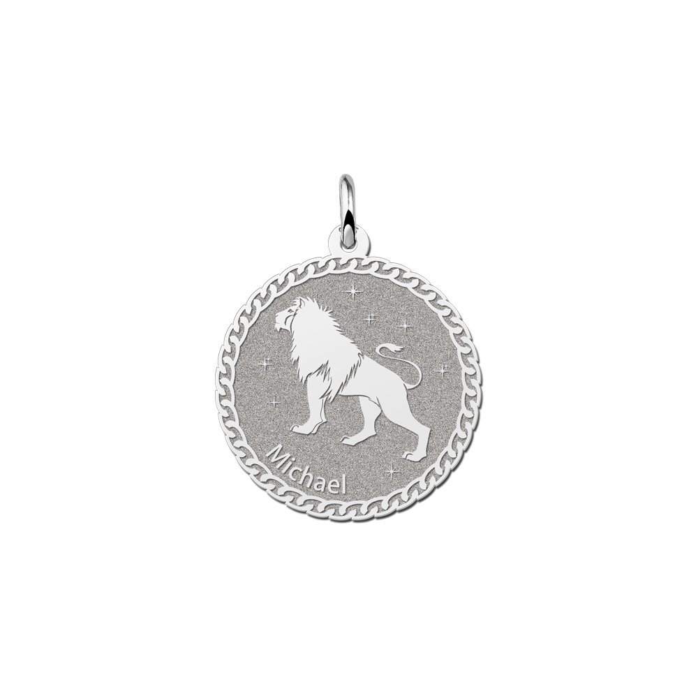 Names4ever Ronde Leeuw Sterrenbeeld Hanger van Zilver