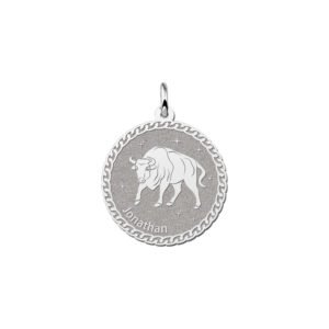 Names4ever Ronde Stier Sterrenbeeld Hanger van Zilver