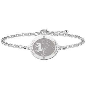Zilveren Armband met Ovaalvormige Boogschutter Sterrenbeeld Naamhanger > Names4ever