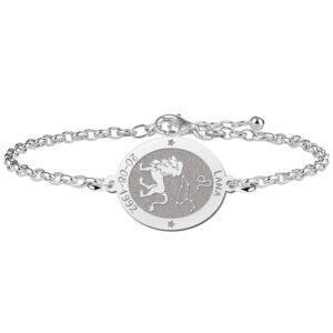 Zilveren Armband met Ovaalvormige Leeuw Sterrenbeeld Naamhanger > Names4ever
