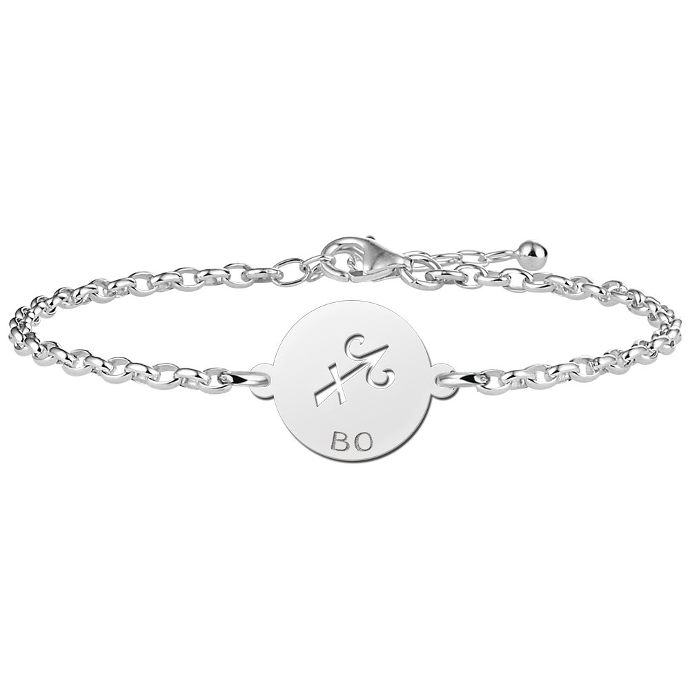 Zilveren Armband met Ronde Boogschutter Sterrenbeeld Naamhanger > Names4ever
