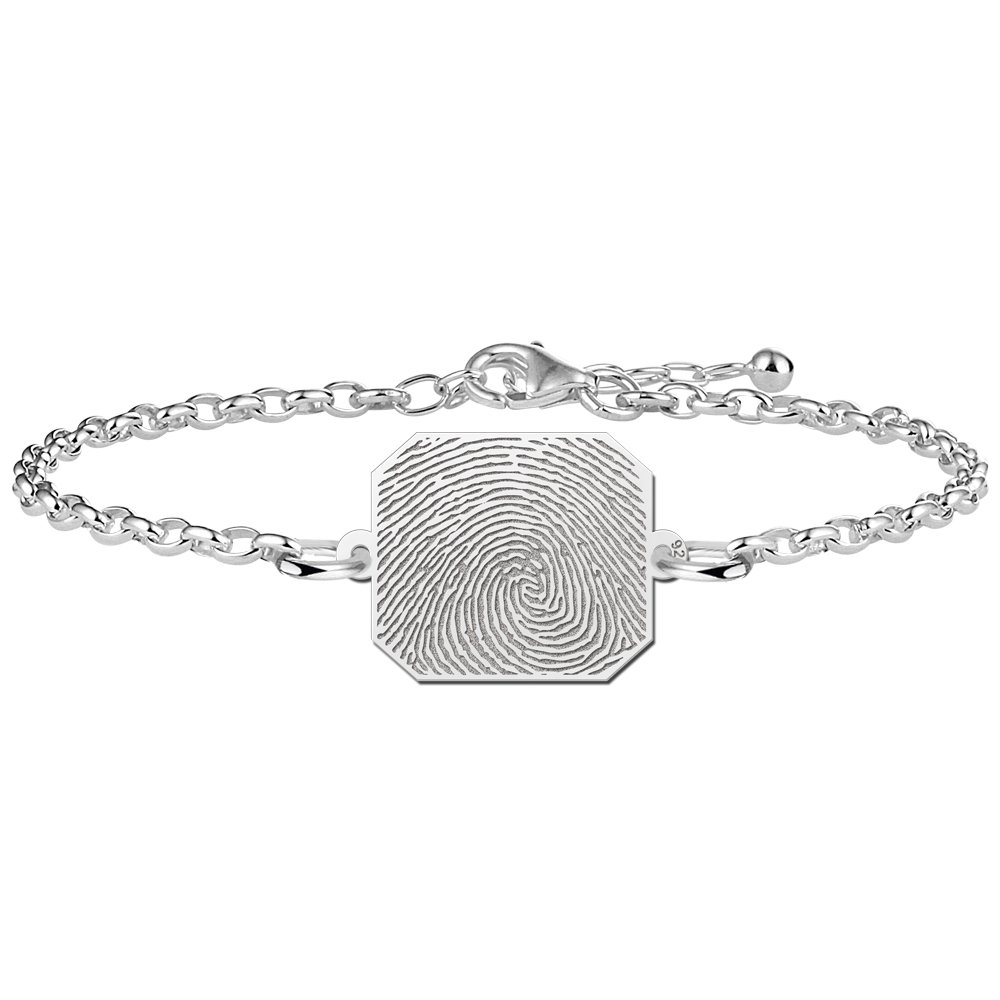 Zilveren Armband met Achthoekig Plaatje voor een Pootafdruk