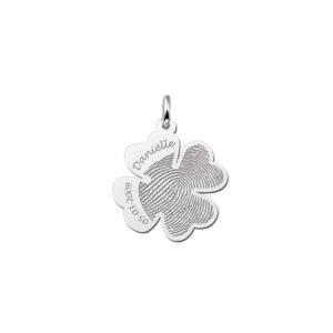 Names4ever Klaverhanger met Vingerafdruk + Naam en Datum