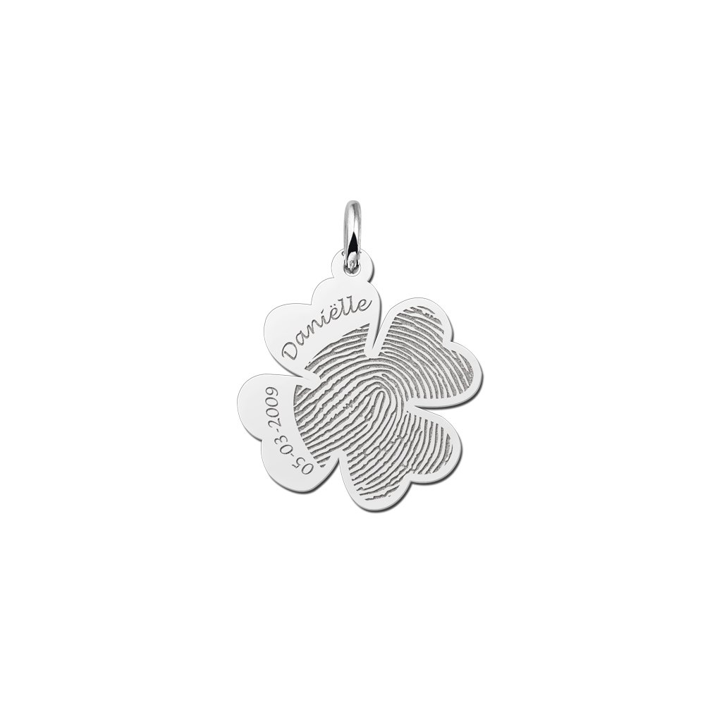 Names4ever Klaverhanger met Vingerafdruk + Naam en Datum